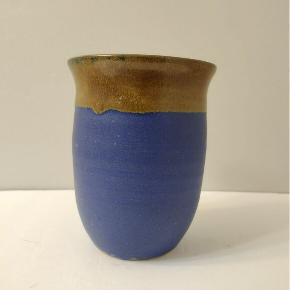 Handcrafted Blue Brown Pottery Vase, Signed Molly Watson, Molly Wat Ceramics Art - Picture 2 of 8